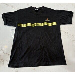 Vintage 90s Bacardi Limon Men's Medium T-shirt Promo Black V-Neck